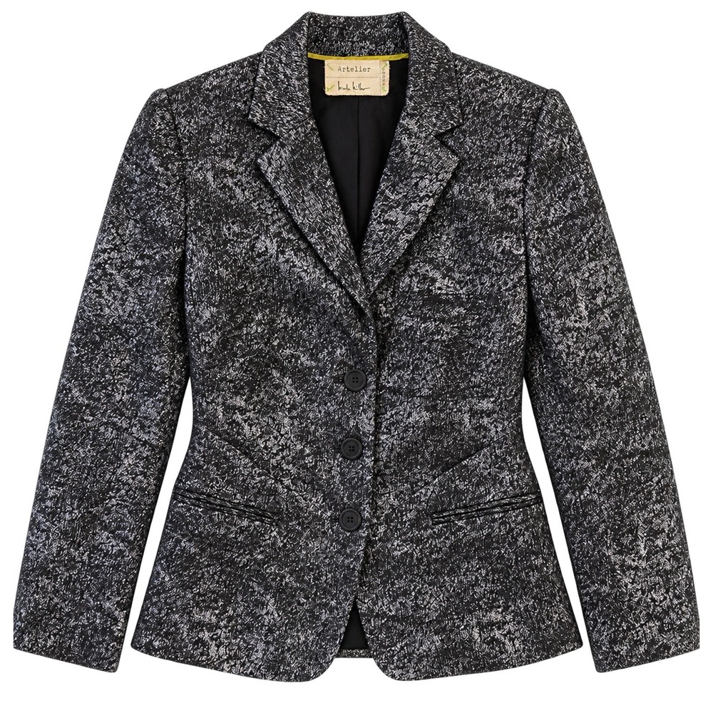 Atelier Nicole Miller Metallic Silver Black Blazer NWT Petite L Party